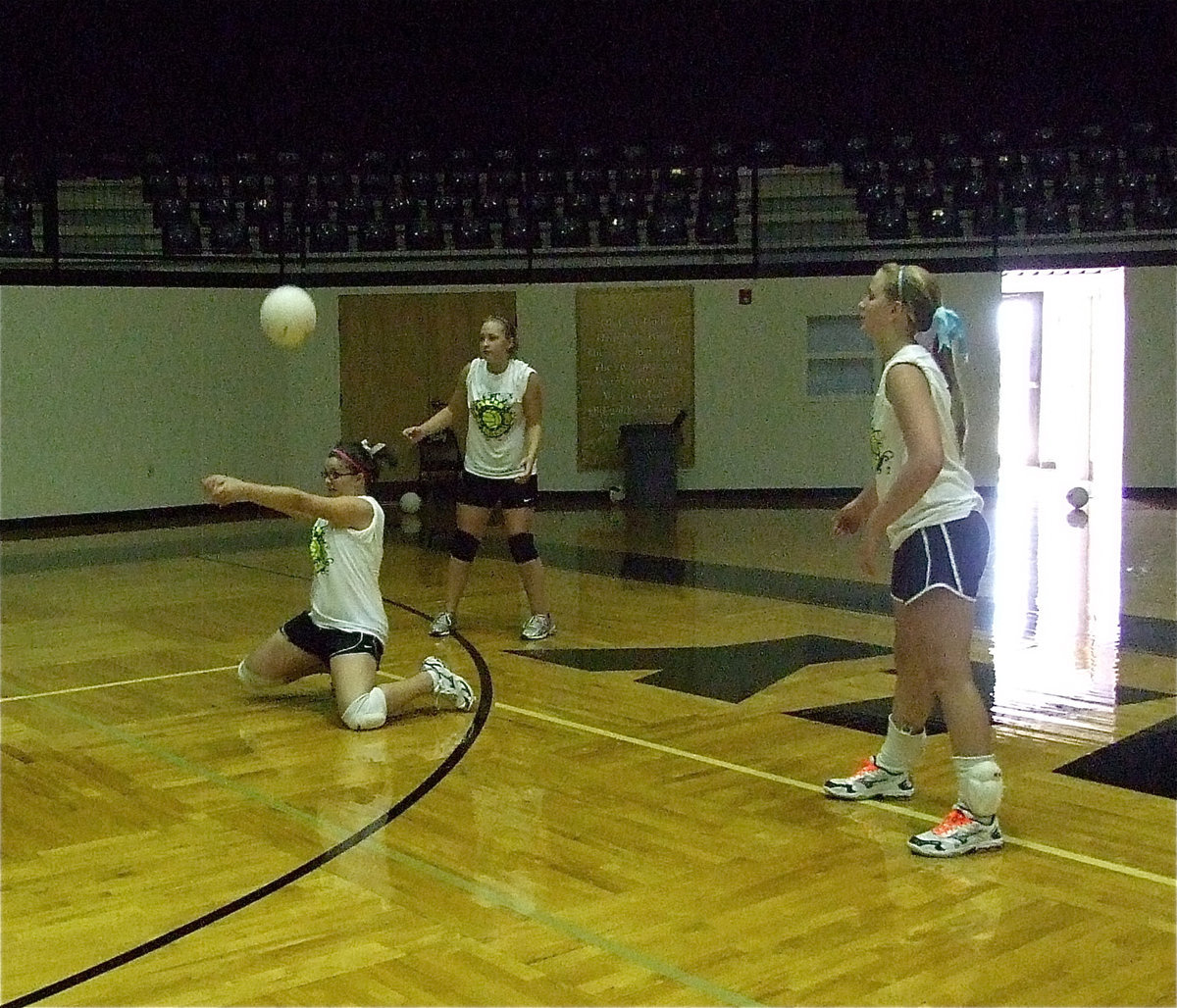 Image: Reagan Adams shows some hustle during a game simulation drill.