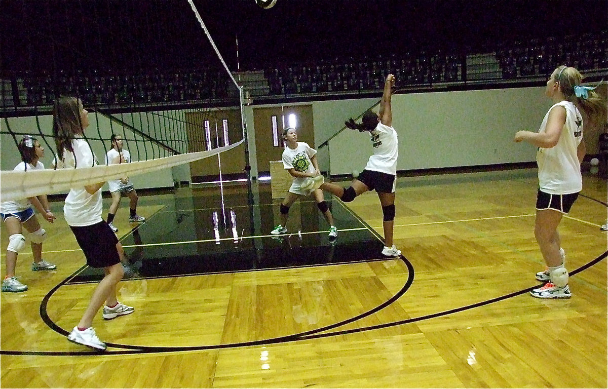 Image: Ashlyn Jacinto executes a lovely return shot.