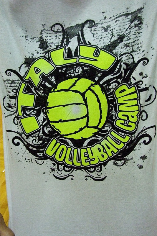 Image: A closer look at the Italy Volleyball Camp T-shirt.