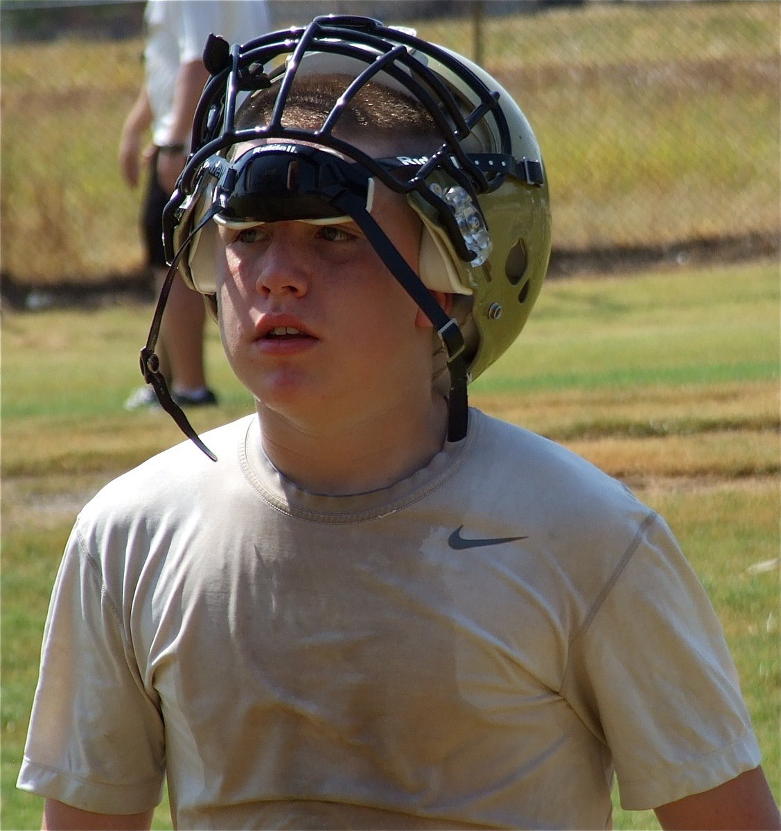 Image: Freshman John Escamilla gets acclimated to two practices a day. 