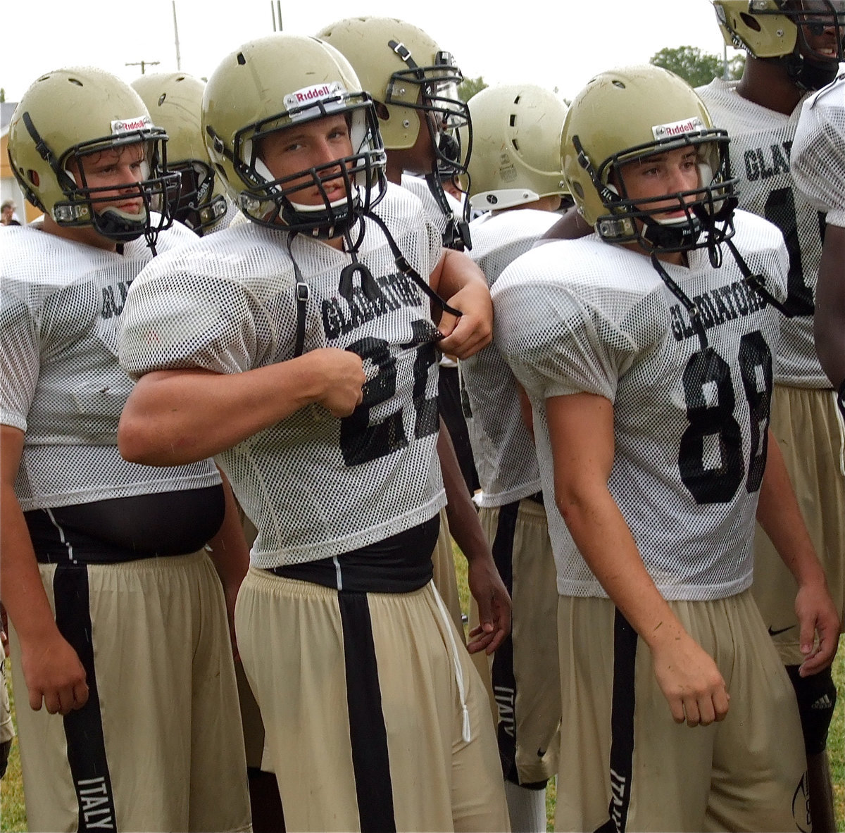 Image: Kyle Jackson(22) joins his teammates to shake the hands of the Valley Mills players after the contest.