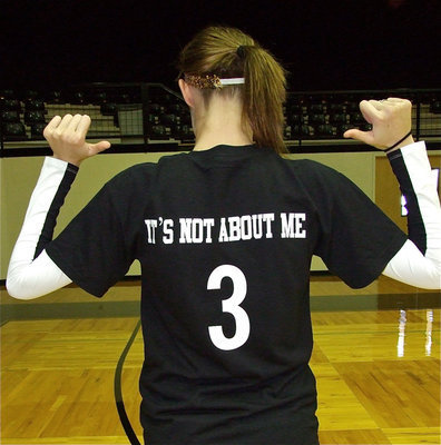 Image: Lady Gladiator Kaitlyn Rossa displays the team’s motto: IT’S NOT ABOUT ME
