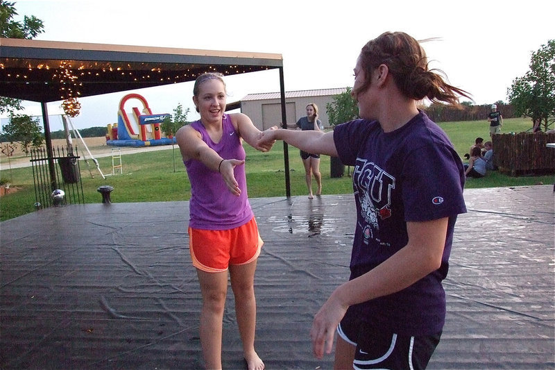 Image: Jaclynn Lewis and Bailey Bumpus jitterbug to the beat of the Back-to-School Bash.