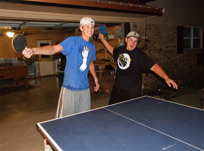 Image: Jase Holden and Kevin Roldan get ready for jungle pong.