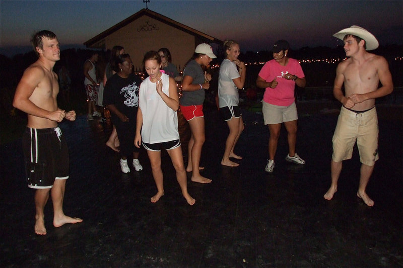 Image: IHS faculty members, Vivian Moreland and Tina Richards, get in the back-to-school groove and dance along with the students.