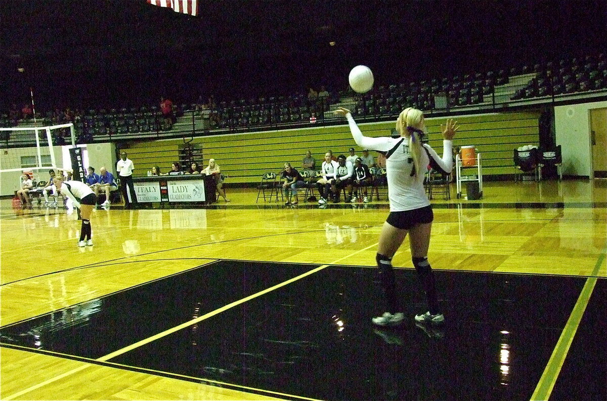 Image: Megan Richards(7) prepares to serve for Italy.