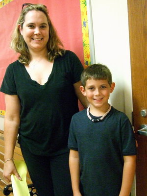 Image: Mrs. Melanie Everett with her second grade son Garrett Everett. Garrett has Paula Mandrell for his teacher this year.