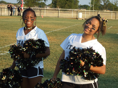 Image: Kendra Copeland and Destani Anderson are ready to get their cheer on!