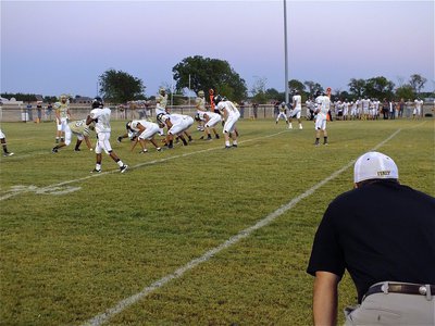 Image: Gladiator head coach Craig Bales observes the game from the sideline.
