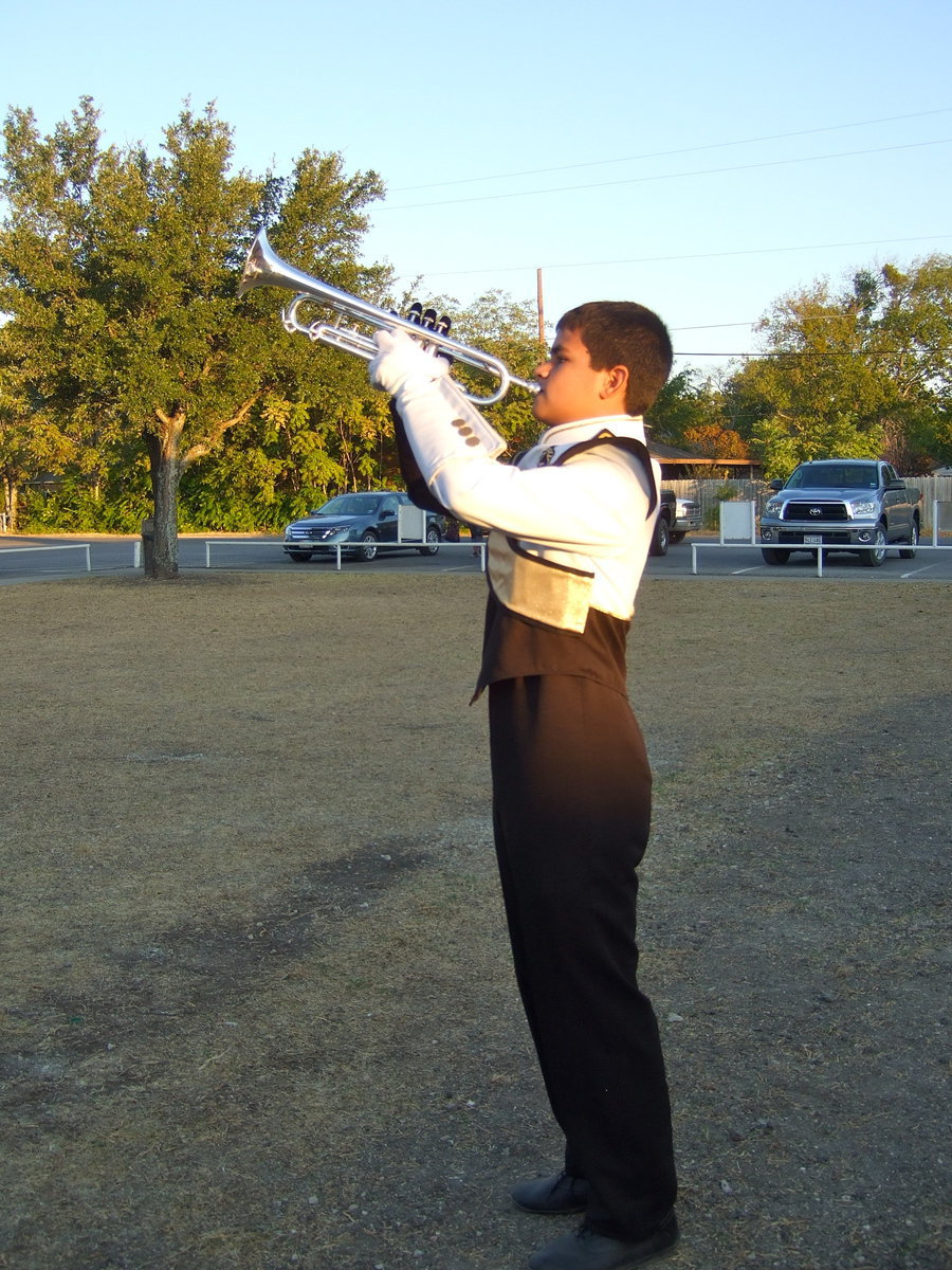 Image: Reid Jacinto playing the National Anthem at the Italy High School.