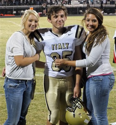 Image: Celebrating with Chace McGinnis after the game are his family members Megan Richards and Alyssa Richards, a couple of Lady Gladiators you might have read about on italyneotribune.com.