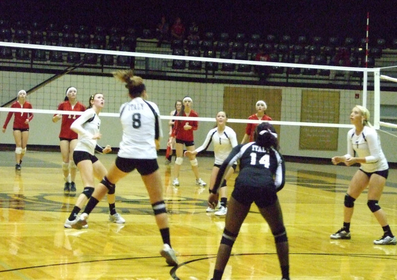 Image: 
    	Bailey Bumpus sets up the ball.
    