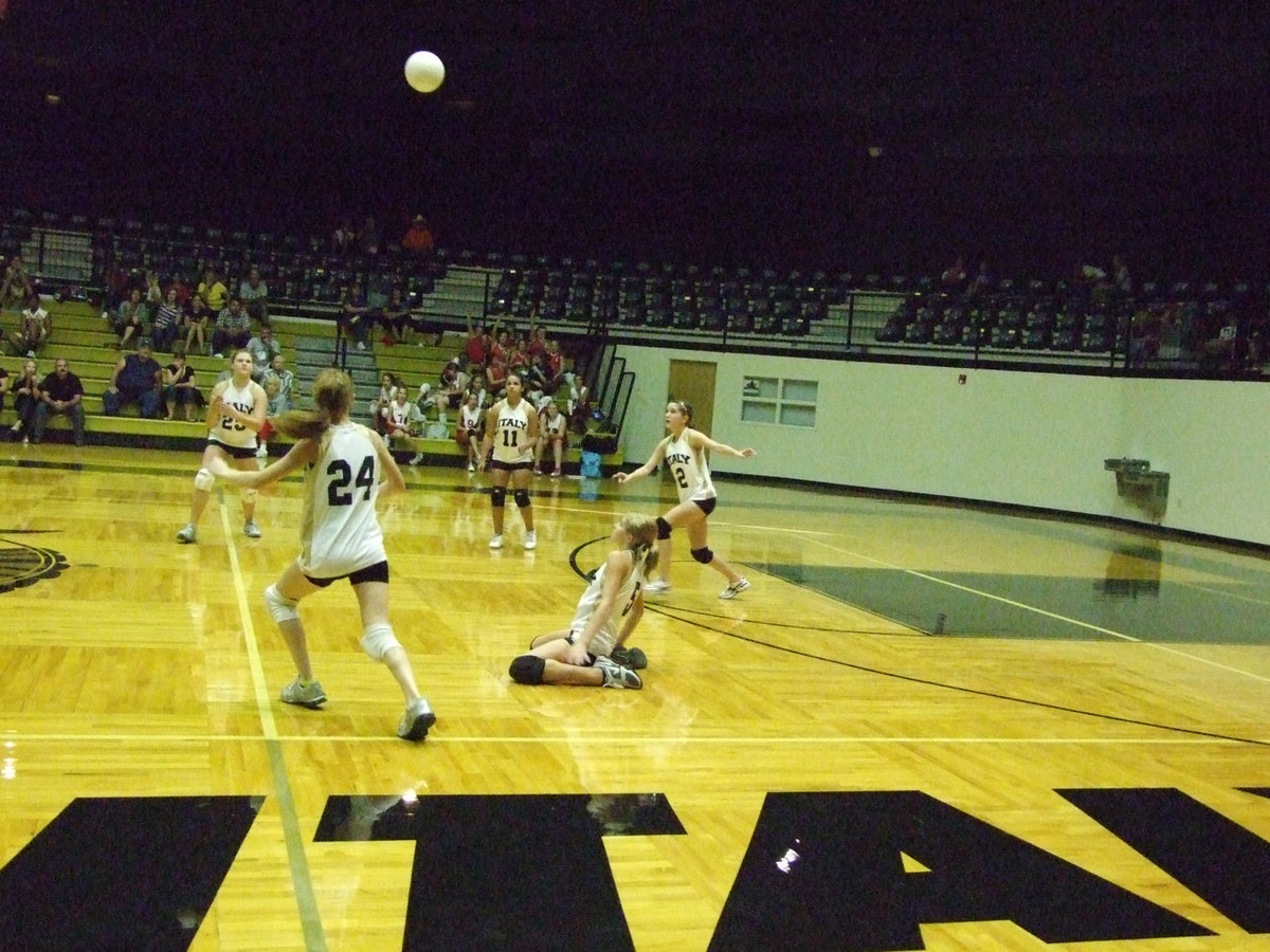 Image: Turning the volleyball over to the Lady Gladiators took its toll on Maypearl.