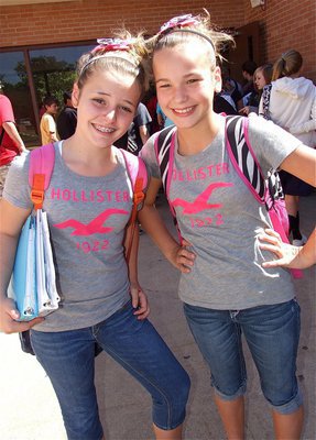 Image: Peyon Bowles and Paige Little came as Hollister twins. 