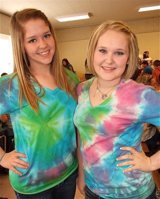 Image: Tie-dye twins! Paige Westbrook and Jesica Wilkins are a matching set.