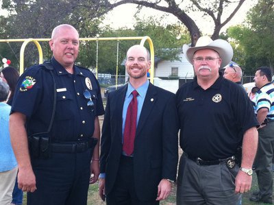 Image: Italy Police Chief, Diron Hill with County DA Wilson and Sheriff Brown