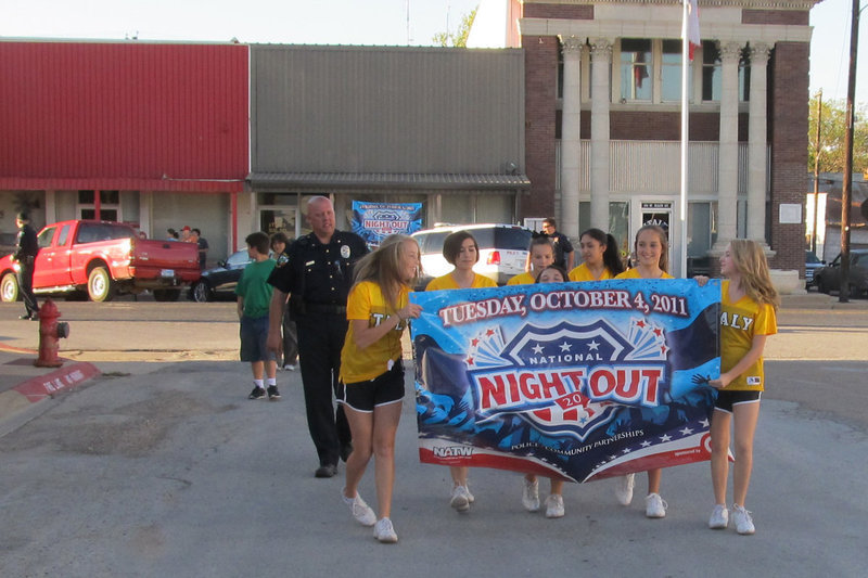 Image: The “Walk for Safety” was led by the Italy Jr. High cheerleaders.