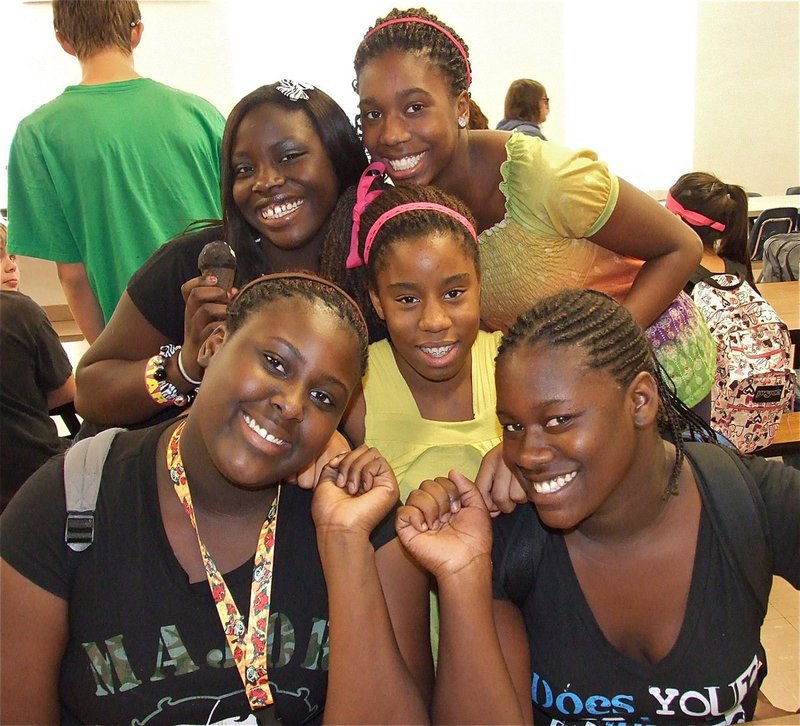 Image: Enjoying Homecoming week are Dreaa Holbert, Janae Robertson, Raven Harper, Cory Chance and Taleyia Wilson.