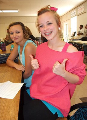 Image: Felicia Little gives two thumbs up for the Gladiators during 80’s Day.