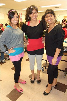 Image: Yesenia Rodriguez, Alma Suaste and Laura Luna get their 80’s Day groove on.