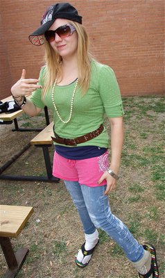 Image: Heather Hilliard does IHS Tacky Day in style. At least her flip-flops match.