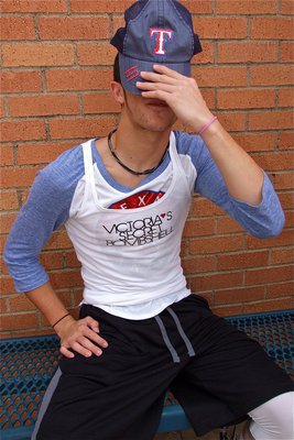 Image: Tacky Day FAIL! Caden Jacinto regrets this decision to were a Victoria’s Secret Bombshell tank top.