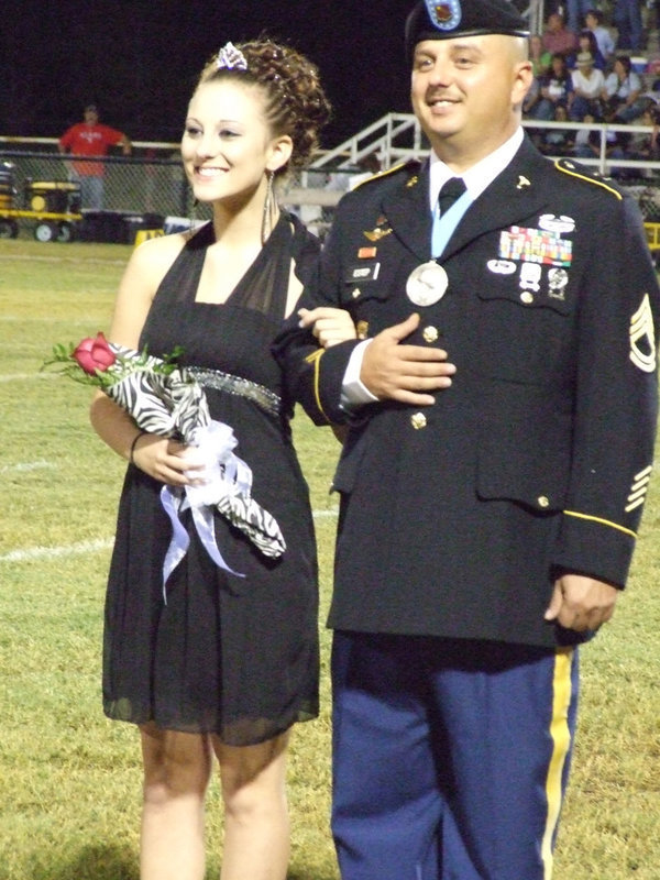 Image: Sophomore princess, Halee Love and her escort, Johnny Estep.