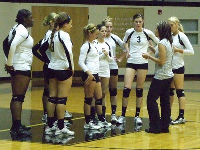 Image: Coach Heather Richters gives the Varsity some advise.