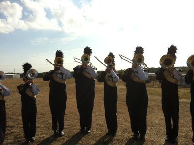 Image: Trombones during preliminary warm up drills
