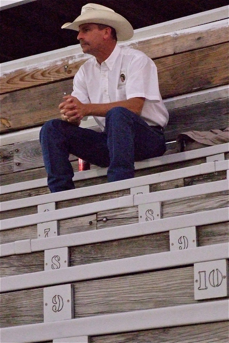 Image: Feeling the tension before the game is Italy school board member, Curtis Riddle, who wore #44 for the Gladiators back in the day.