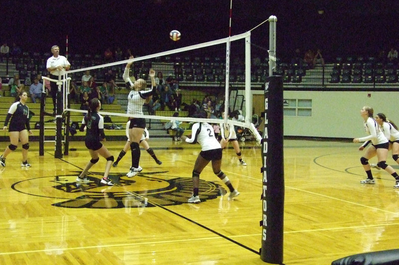 Image: Jaclynn Lewis protects the net.