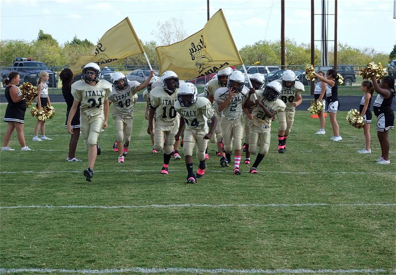 Image: The IYAA A-Team (5th &amp; 6th grades) takes the field to take on the Mildred Eagles in a matchup between unbeaten teams.