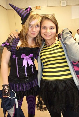 Image: Bee-Witched, get it? Sarah Levi and Demi Brooks wear their Halloween costumes in support of Red Ribbon Week.