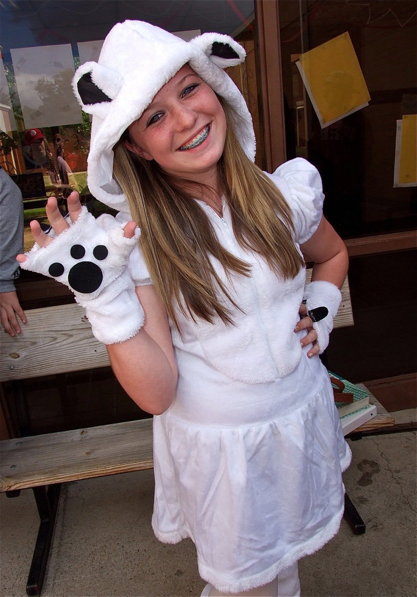 Image: Maddie Pittman is a fierce growling polar bear.