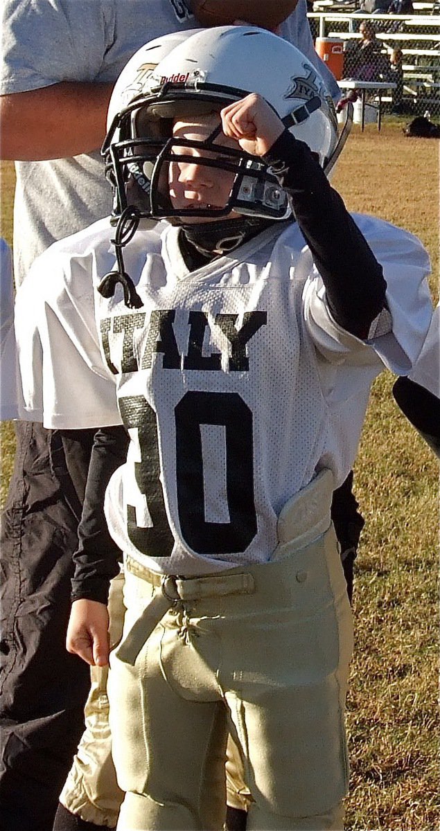 Image: C-Team tackle Isaac Gray cheers on his teammates.