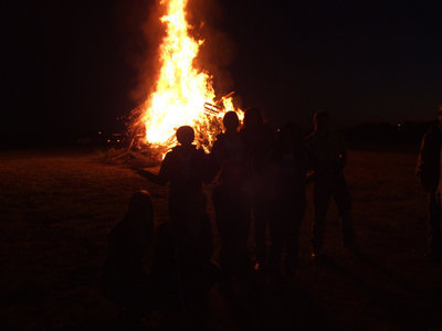 Image: A beautiful silhouette of the students in front of the bonfire on Thursday night. Go Gladiators, light up the Lions!
