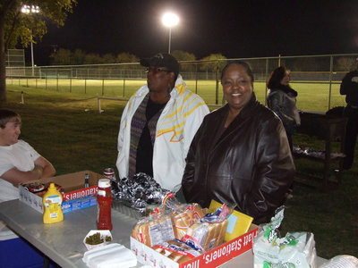 Image: Mrs. Moreland and Mrs. Davis are here to serve-hot dogs that is as a senior class fundraiser.