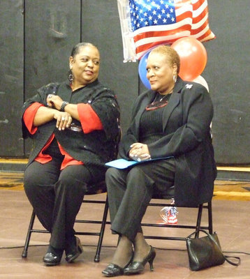 Image: Vivian Moreland and Elmerine Bell celebrate Veteran’s Day.