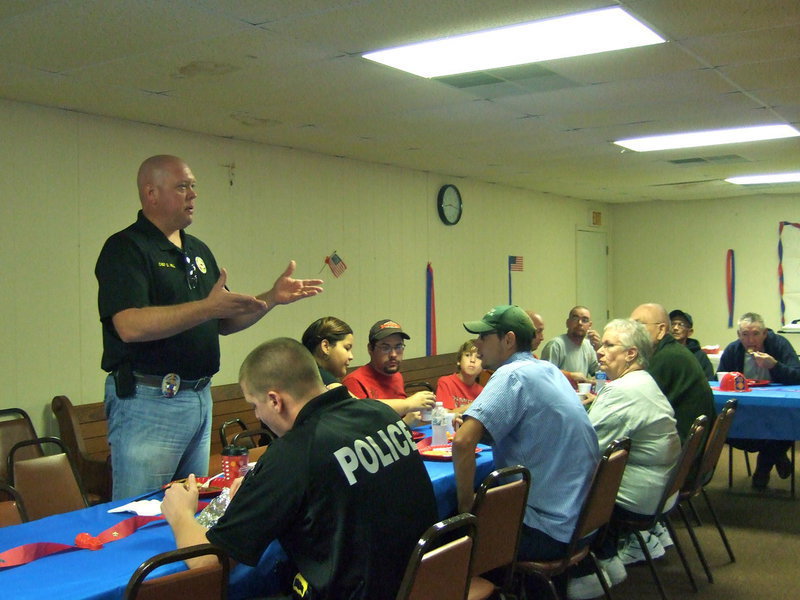 Image: Italy Police Chief Diron Hill is thanking the Italy Church of Christ for the appreciation breakfast.