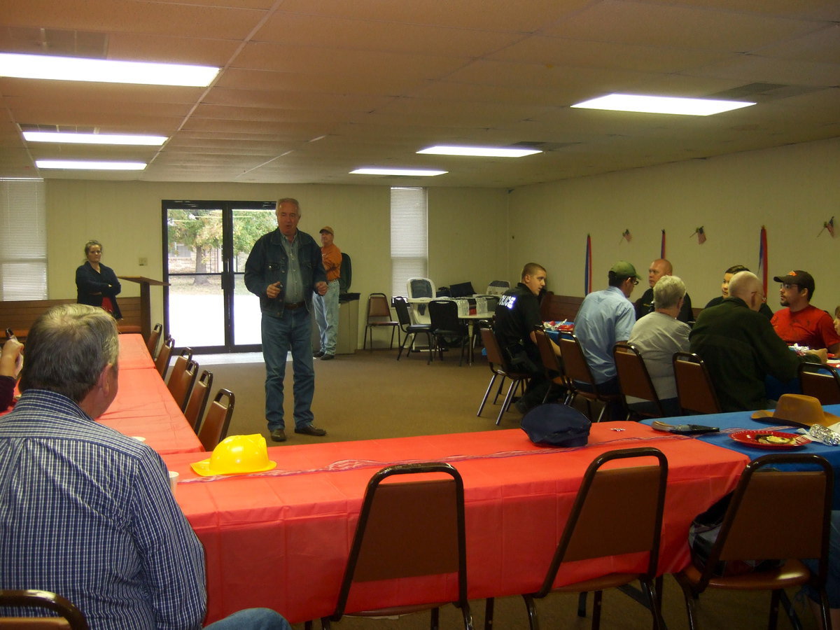 Image: Pastor Buchanan telling everyone how much he appreciates all their hard work and hopes they enjoy this appreciation breakfast.