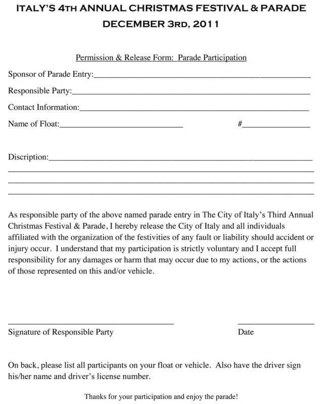 Image: Updated Parade Entry Form