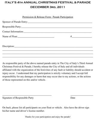 Image: Updated Parade Entry Form