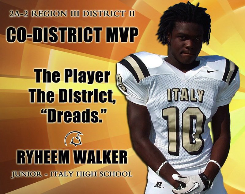 Image: Gladiator #10 Ryheem Walker (Jr), a running back for the first time in his career, was named the the 2A-2 Region III District II Co-Most Valuable Player.