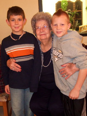 Image: Mrs. Jenkins is enjoyed the visit by these two students and gave them a big hug.