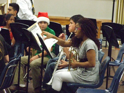 Image: The 7th grade band members were ready to play for the audience.