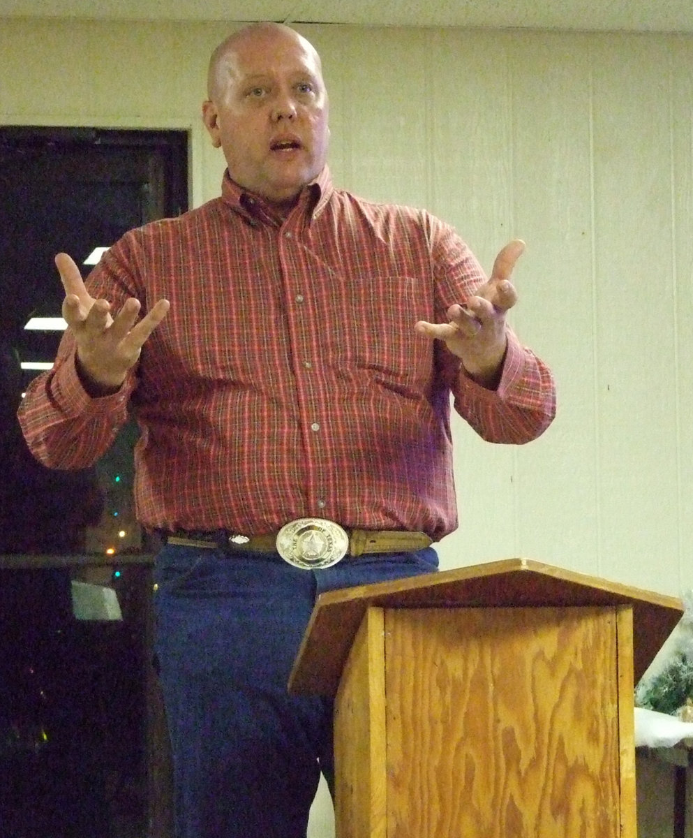 Image: Chief Hill explains to the audience how important the officers are to Italy.