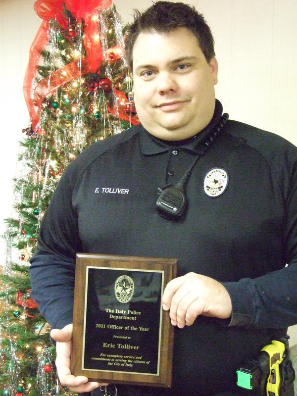 Image: 2011 Officer of the Year for the Italy Police Department is Eric Tolliver.