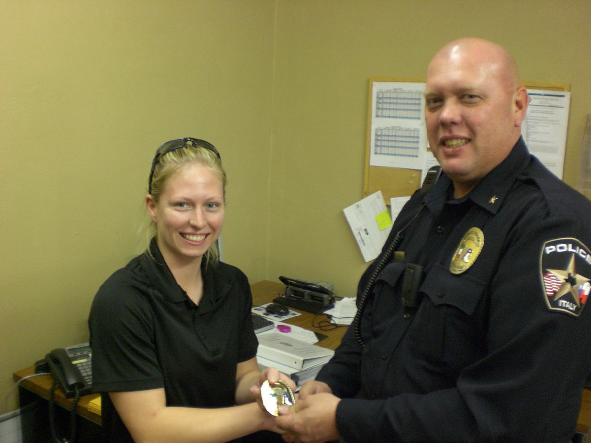 Image: Shelbee Landon, was sworn in as a new police officer for the City of Italy.