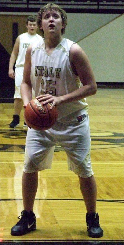 Image: JV Gladiator Bailey Walton(15) is at the line against Maypearl.