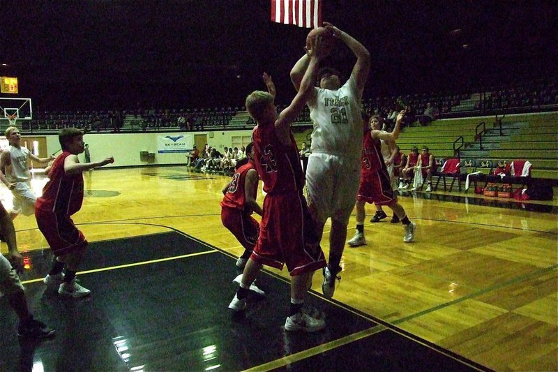 Image: Sophomore Kevin Roldan(21) provided valuable minutes off the bench against Axtell and wasted no time putting points on the board after coach Josh Ward sent him in.